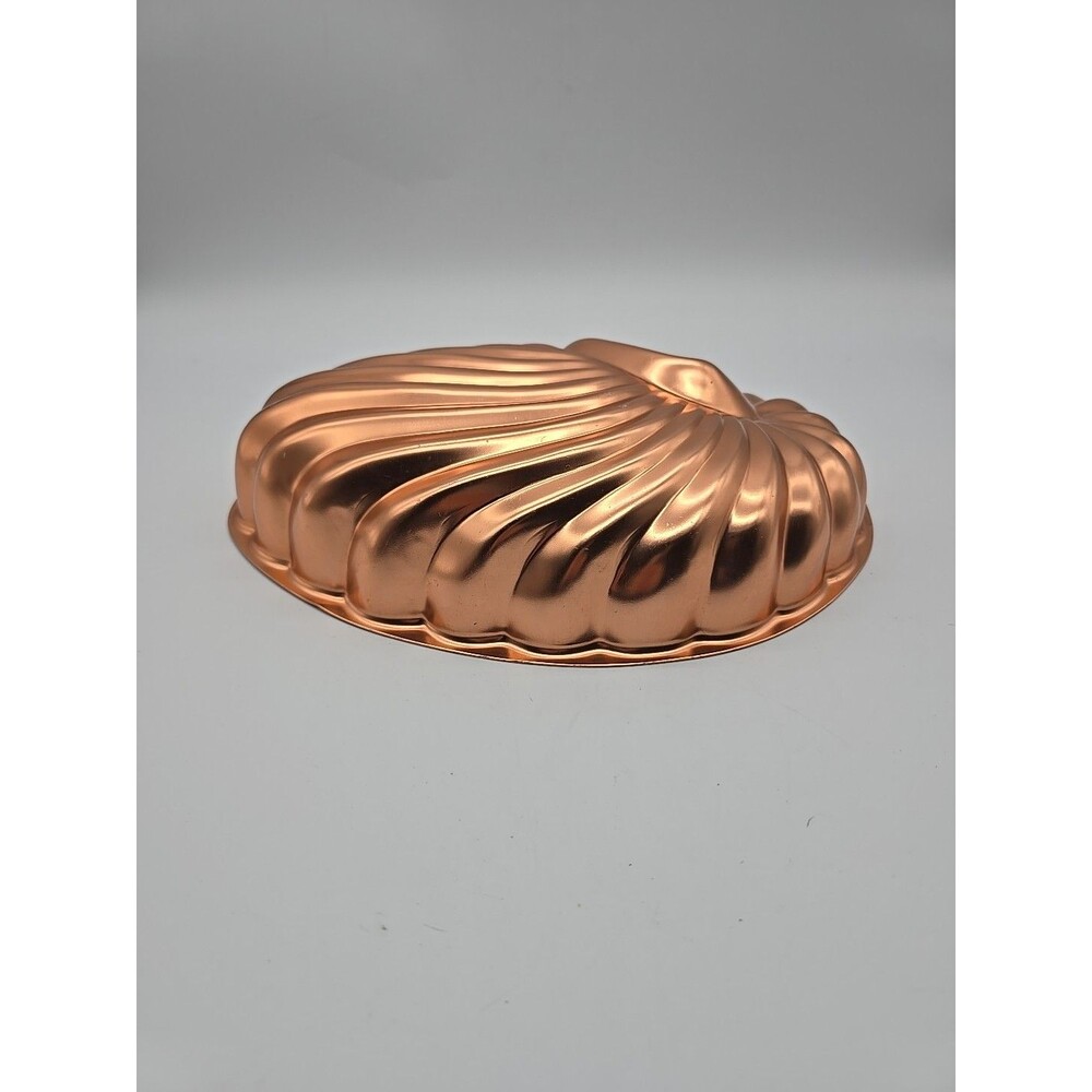 Vintage Copper Tone Aluminum Sea Shell Gelatin Mold Tin Jello Cake Pan 6 Cups - Picture 4 of 10